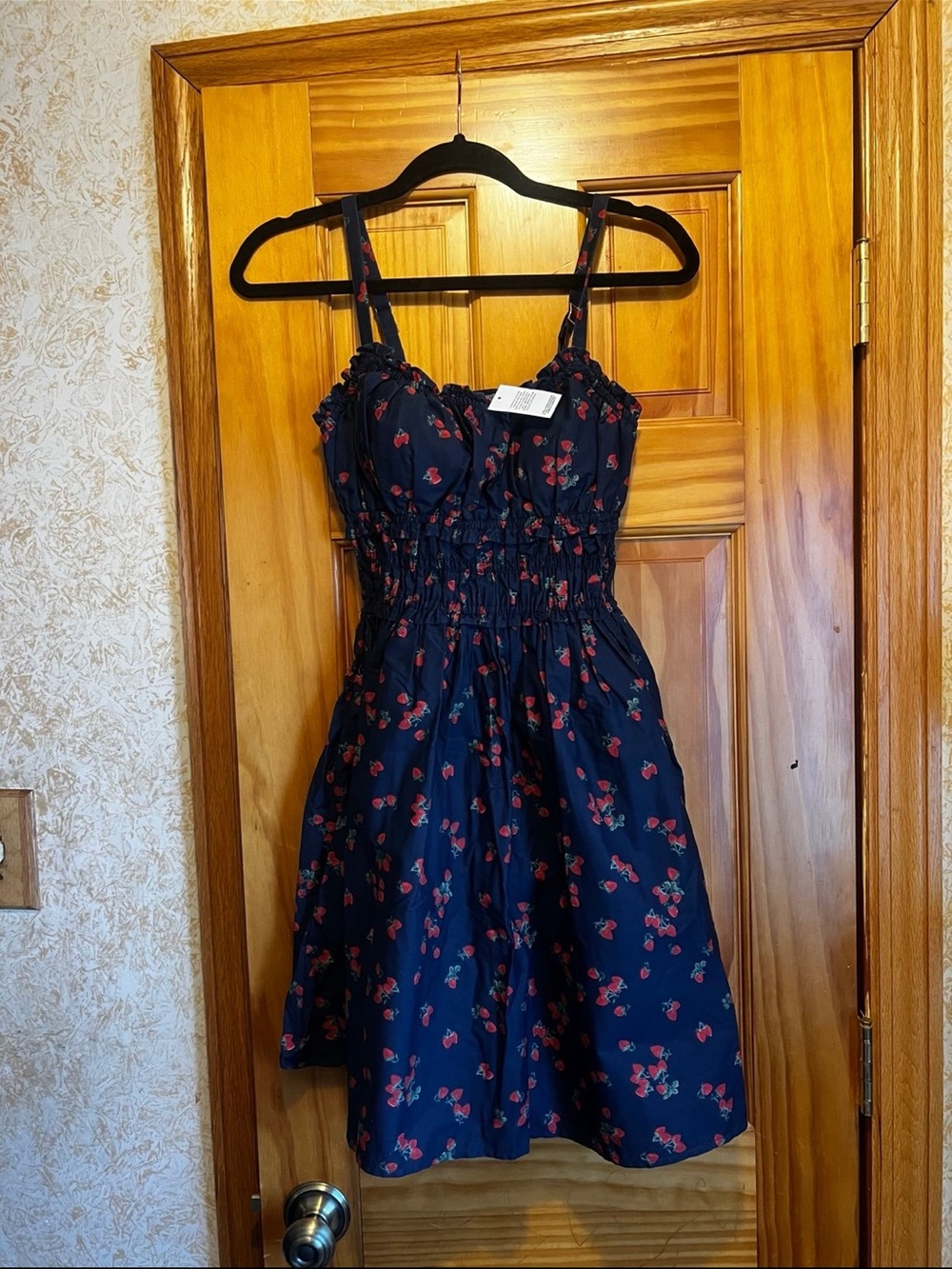 NWT Abercrombie Bra-Free Smocked Waist Mini Dress XST